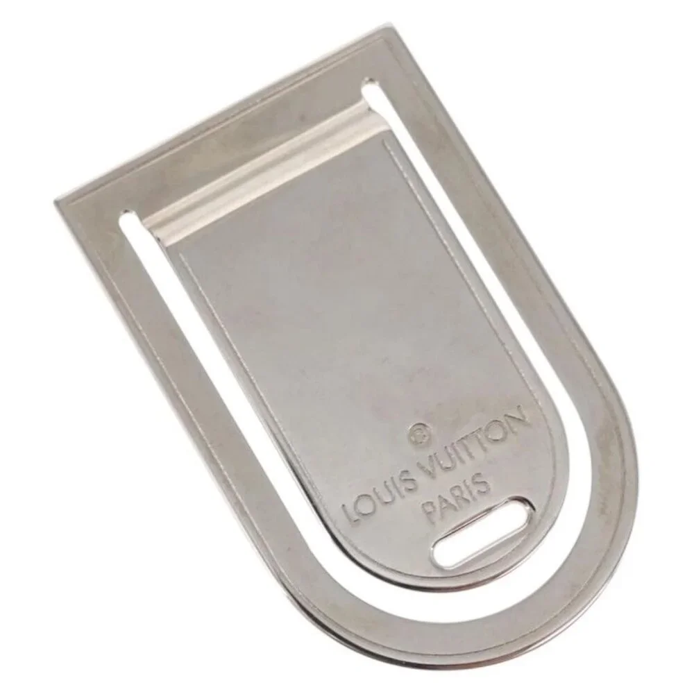 LOUIS VUITTON Pansavie Porto Address Money Clip Metal Silver M64691 Auth 159170M